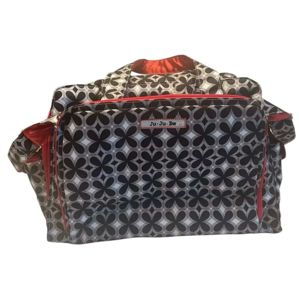 Diaper Bag Large Black Red Floral Travel Everyday JuJuBe Be Prepared Tote